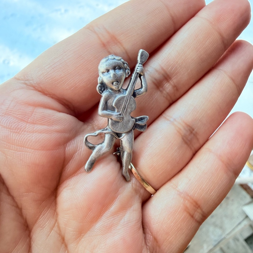 Margot De Taxco Vintage Mexican Sterling silver Cherub Playing Instrument